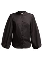 Matchesfashion.com Khaite - Willa Balloon Sleeve Cotton Shirt - Womens - Black