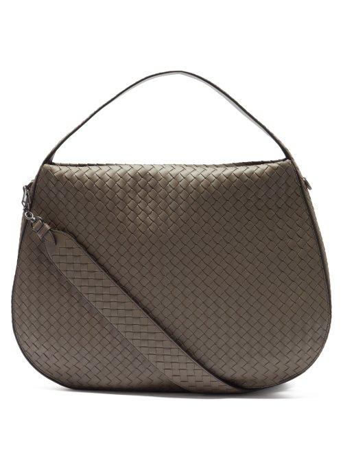 Matchesfashion.com Bottega Veneta - City Veneta Intrecciato Leather Shoulder Bag - Womens - Grey
