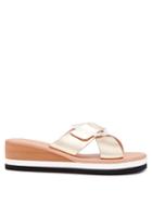 Matchesfashion.com Ancient Greek Sandals - Thais Rainbow Leather Wedge Sandals - Womens - Gold
