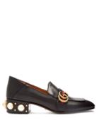 Matchesfashion.com Gucci - Faux Pearl Embellished Leather Loafers - Womens - Black