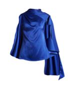Osman Adena Satin Draped-scarf Top