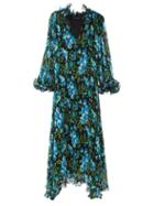 Richard Quinn - Ruffled Floral-print Chiffon Dress - Womens - Blue Multi