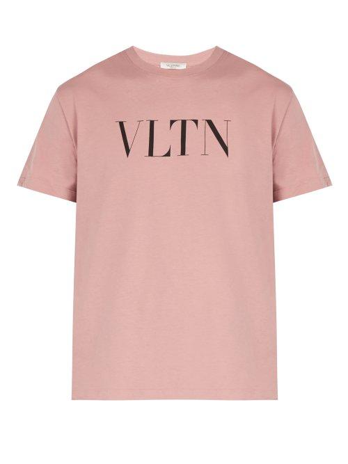 Matchesfashion.com Valentino - Logo Print Cotton T Shirt - Mens - Pink