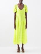 La Ligne - Isabella Pintucked Silk-chiffon Dress - Womens - Yellow