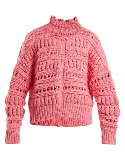 Matchesfashion.com Isabel Marant - Zoe Chunky Knit Cotton Blend Sweater - Womens - Pink