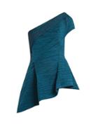 Matchesfashion.com Roland Mouret - Brierley Asymmetric Draped Cotton Blend Top - Womens - Dark Green