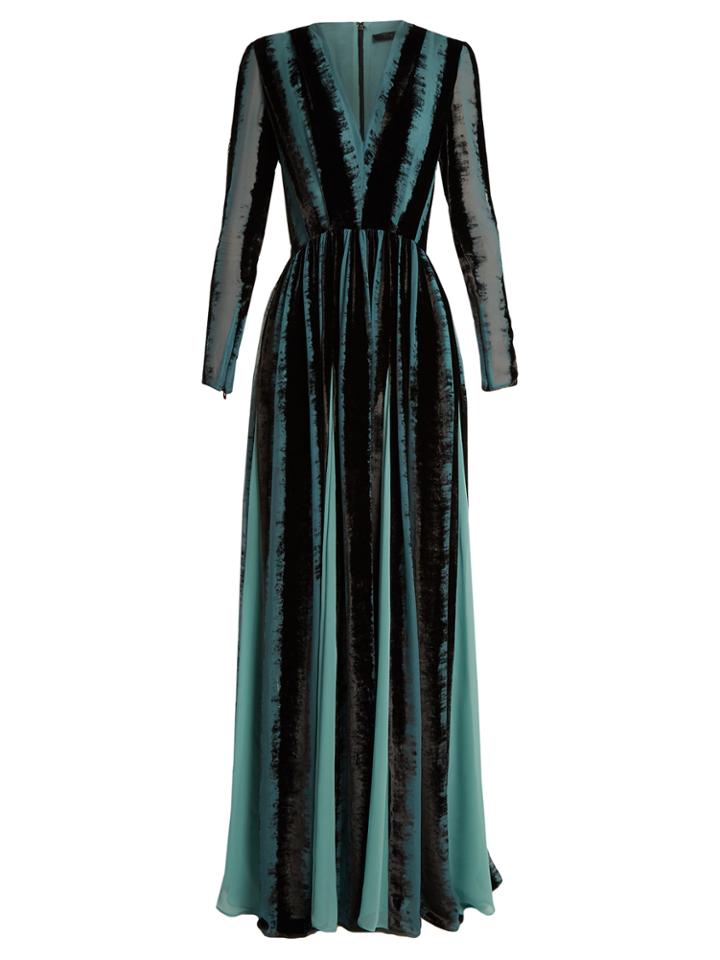 Elie Saab V-neck Velvet-devor Gown