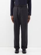 Lemaire - Pleated Silk-blend Trousers - Mens - Black