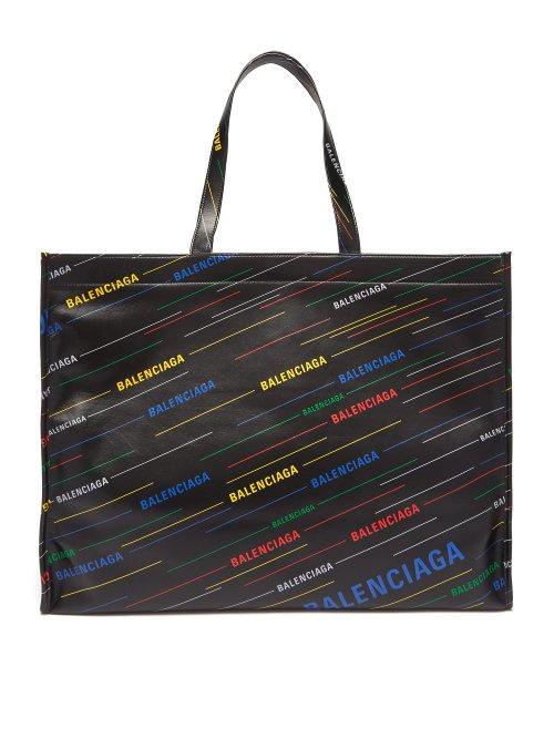 Matchesfashion.com Balenciaga - Market Shopper M Leather Tote - Womens - Black Multi