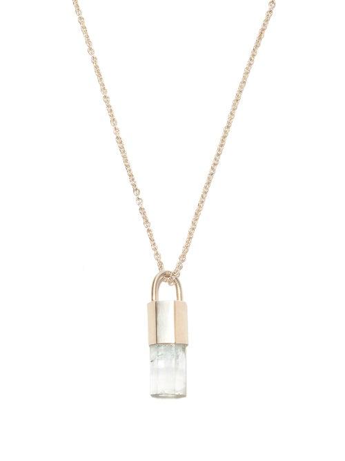 Matchesfashion.com Parts Of Four - Talisman Aquamarine & Sterling-silver Necklace - Mens - Light Blue