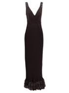 Matchesfashion.com Paco Rabanne - Lace-trimmed Pleated Satin Dress - Womens - Black