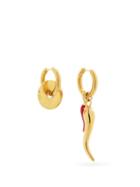 Matchesfashion.com Timeless Pearly - Mismatched Chilli & Coin Gold-plated Earrings - Womens - Gold