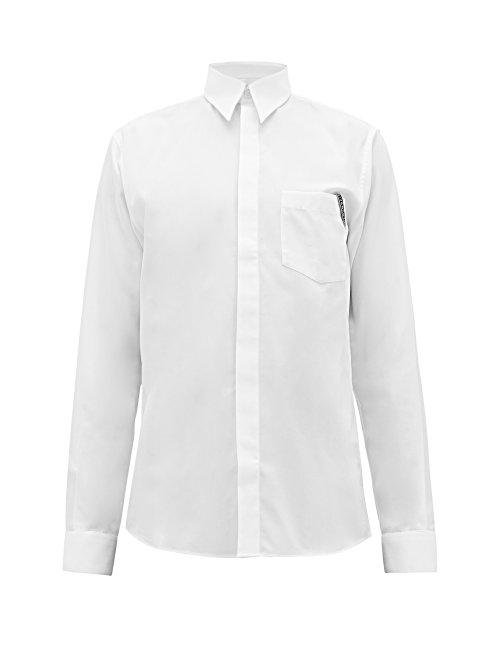 Matchesfashion.com Givenchy - Logo Jacquard Slim Fit Cotton Poplin Shirt - Mens - White