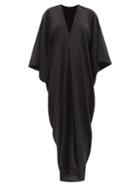 Matchesfashion.com Thea - The Teodora V-neck Silk Maxi Kaftan Dress - Womens - Black