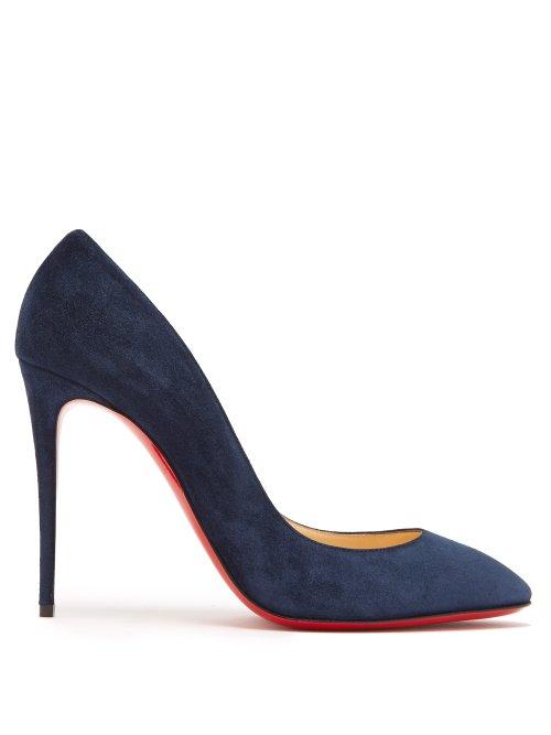 Matchesfashion.com Christian Louboutin - Eloise 100 Suede Pumps - Womens - Navy
