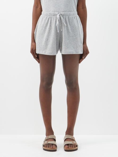 Skin - Casey Organic Pima-cotton Jersey Shorts - Womens - Light Grey