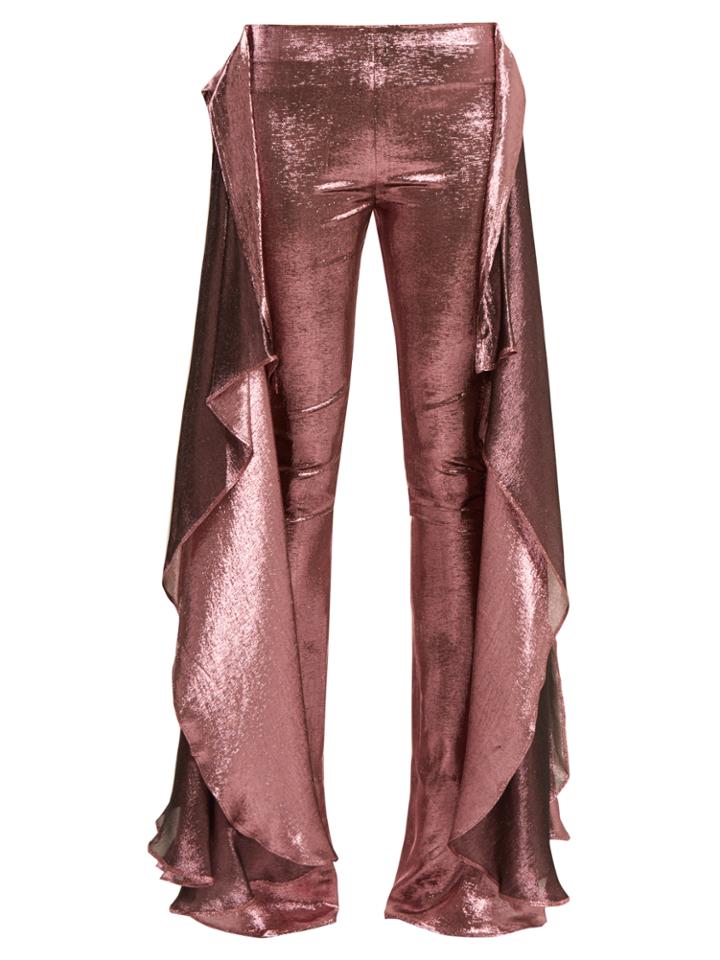 Paula Knorr Relief High-rise Ruffled Silk-blend Lam Trousers