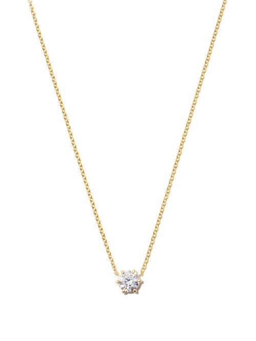Matchesfashion.com Jade Trau - Penelope Diamond Solitaire & 18kt Gold Necklace - Womens - Yellow Gold