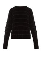 Matchesfashion.com Sara Lanzi - Jacquard Striped Ribbed Chenille Sweater - Womens - Black