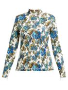Matchesfashion.com Stella Mccartney - Floral And Logo Print Top - Womens - Blue Multi
