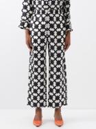 Gucci - Rhombus-print Elasticated Silk-twill Trousers - Womens - Black White