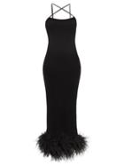 16arlington - Arya Leather-strap Ostrich-feather Dress - Womens - Black