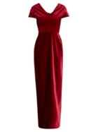 Matchesfashion.com Emilio De La Morena - Tamara Dartelle V Neck Velvet Gown - Womens - Red