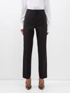 Another Tomorrow - High-rise Wool Tailored Trousers - Womens - Black