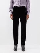 Saint Laurent - High-waist Tapered-leg Velvet Trousers - Mens - Black