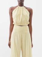 Anaak - Anjali Organic Cotton-gauze Halter Top - Womens - Light Gold