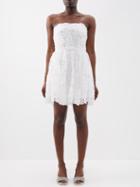 Self-portrait - Strapless Embellished Lace Mini Dress - Womens - White