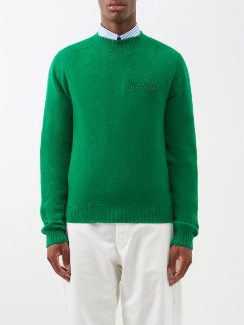 L.e.j - Elbow-patch Cashmere Sweater - Mens - Green