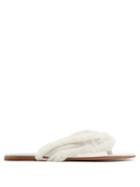 Matchesfashion.com Gianvito Rossi - Faux Fur And Leather Flip Flops - Womens - White