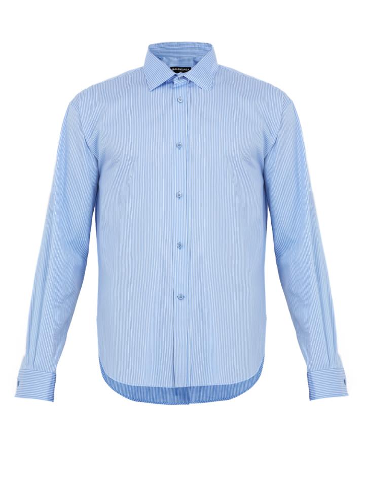 Balenciaga Extreme-hem Striped Cotton Shirt