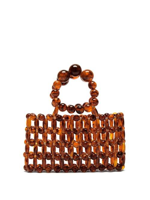 Matchesfashion.com Cult Gaia - Cora Tortoiseshell Effect Beaded Clutch Bag - Womens - Tortoiseshell