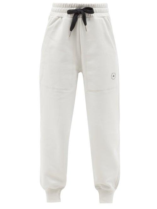 Matchesfashion.com Adidas By Stella Mccartney - Logo-print Cotton-blend Track Pants - Womens - Light Grey