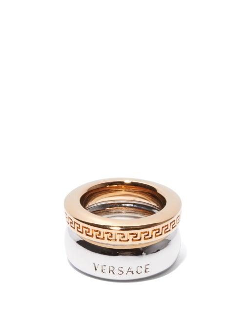 Matchesfashion.com Versace - Greca Gold & Silver-tone Ring - Womens - Silver Gold