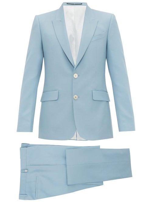 Matchesfashion.com Givenchy - Slim Fit Single Breasted Wool Suit - Mens - Light Blue