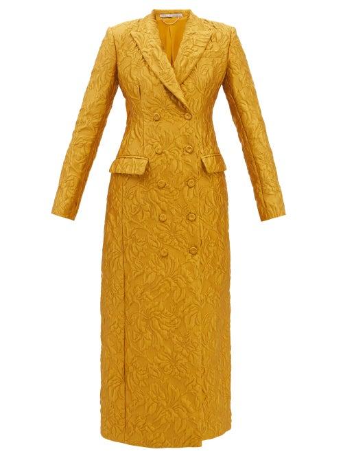 Emilia Wickstead - Fion Tailored Floral-cloqu Coat - Womens - Gold Multi