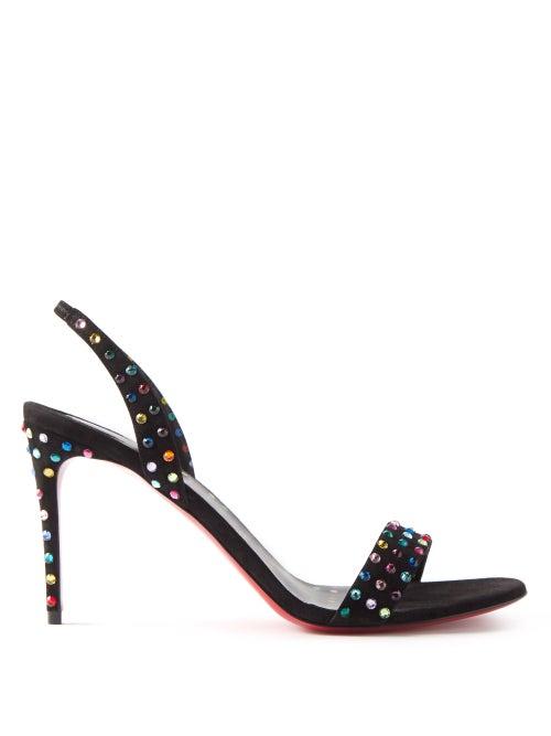 Christian Louboutin - Marylin Slingback Crystal-studded Suede Sandals - Womens - Multi
