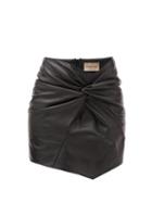Matchesfashion.com Alexandre Vauthier - Gathered Leather Mini Skirt - Womens - Black