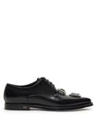 Matchesfashion.com Dolce & Gabbana - Millennial Crystal Embellished Leather Derby Shoes - Womens - Black