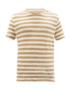 Mens Rtw Officine Gnrale - Striped Linen-jersey T-shirt - Mens - Beige White