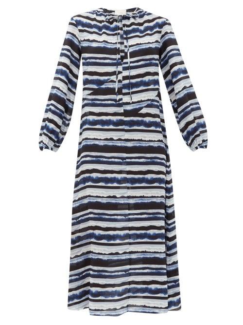 Matchesfashion.com On The Island By Marios Schwab - Paloma Printed Silk Crepe-de-chine Dress - Womens - Blue Stripe