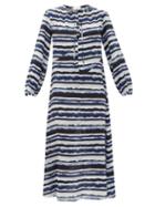 Matchesfashion.com On The Island By Marios Schwab - Paloma Printed Silk Crepe-de-chine Dress - Womens - Blue Stripe