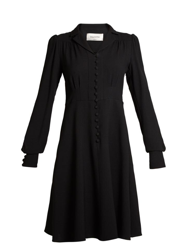 Valentino Notch-lapel A-line Crepe Dress