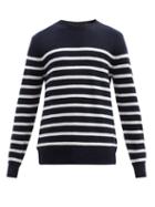 Mens Rtw A.p.c. - Travis Breton-striped Wool-blend Sweater - Mens - Dark Navy