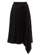 Matchesfashion.com Joseph - Asymmetric Technical-pleated Midi Skirt - Womens - Black