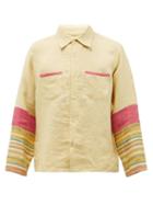 Mens Rtw Harago - Striped-sleeve Linen Shirt - Mens - Multi