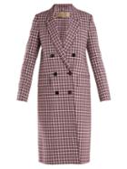 Matchesfashion.com Burberry - Double Breasted Checked Coat - Womens - Burgundy Multi